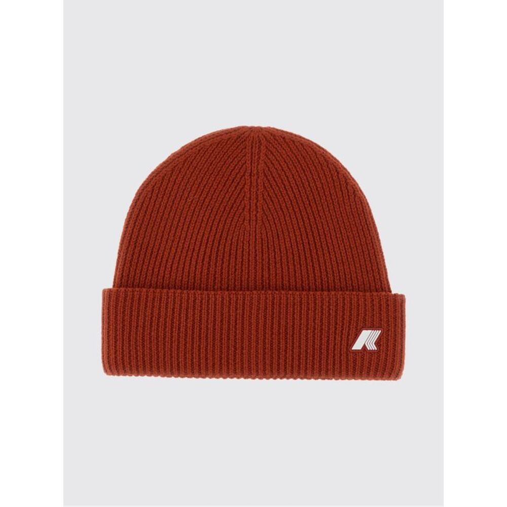 K-Way Men K-Way Brice Ribbed Wool Beanie Hat With Turn-Up Cuff And Rubber Logo
